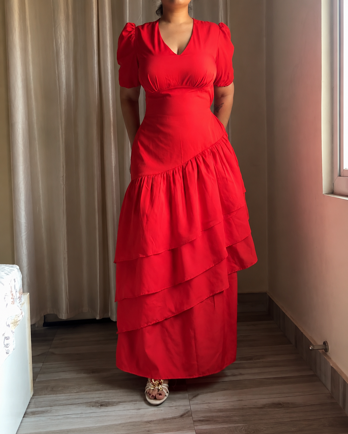 Senorita Red Ruffle Maxi Dress