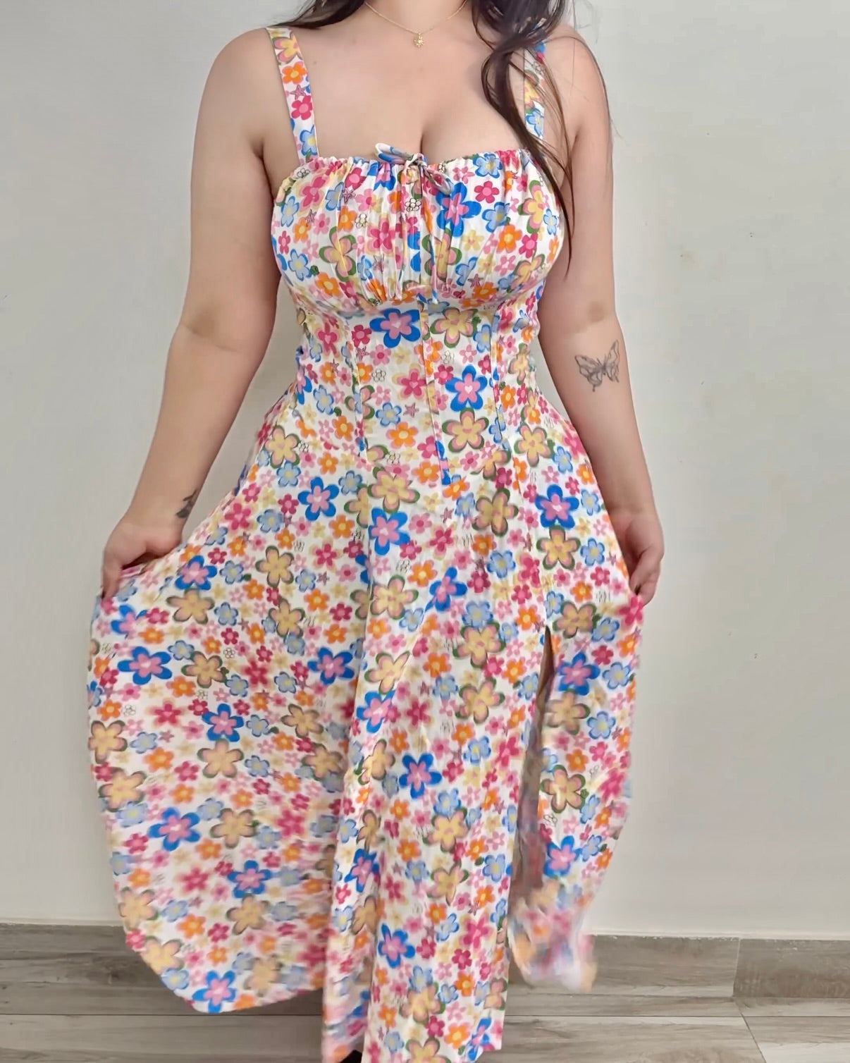 Penelope Ivory Floral Print Bustier Sundress