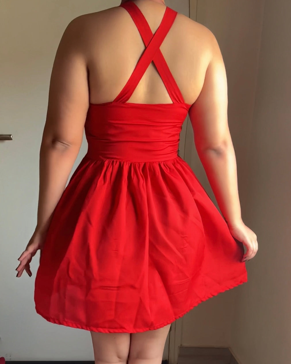 Cherry Bomb Red Halter Mini Dress