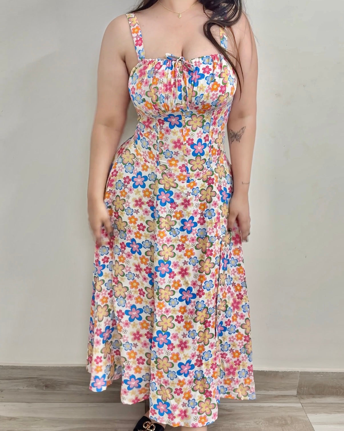 Penelope Ivory Floral Print Bustier Sundress