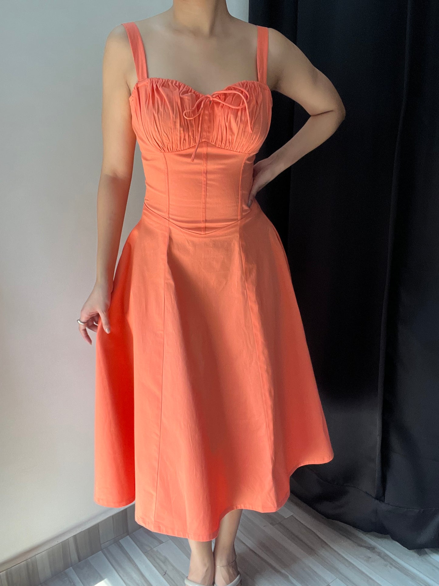 Sabrina Peach Bustier Sundress