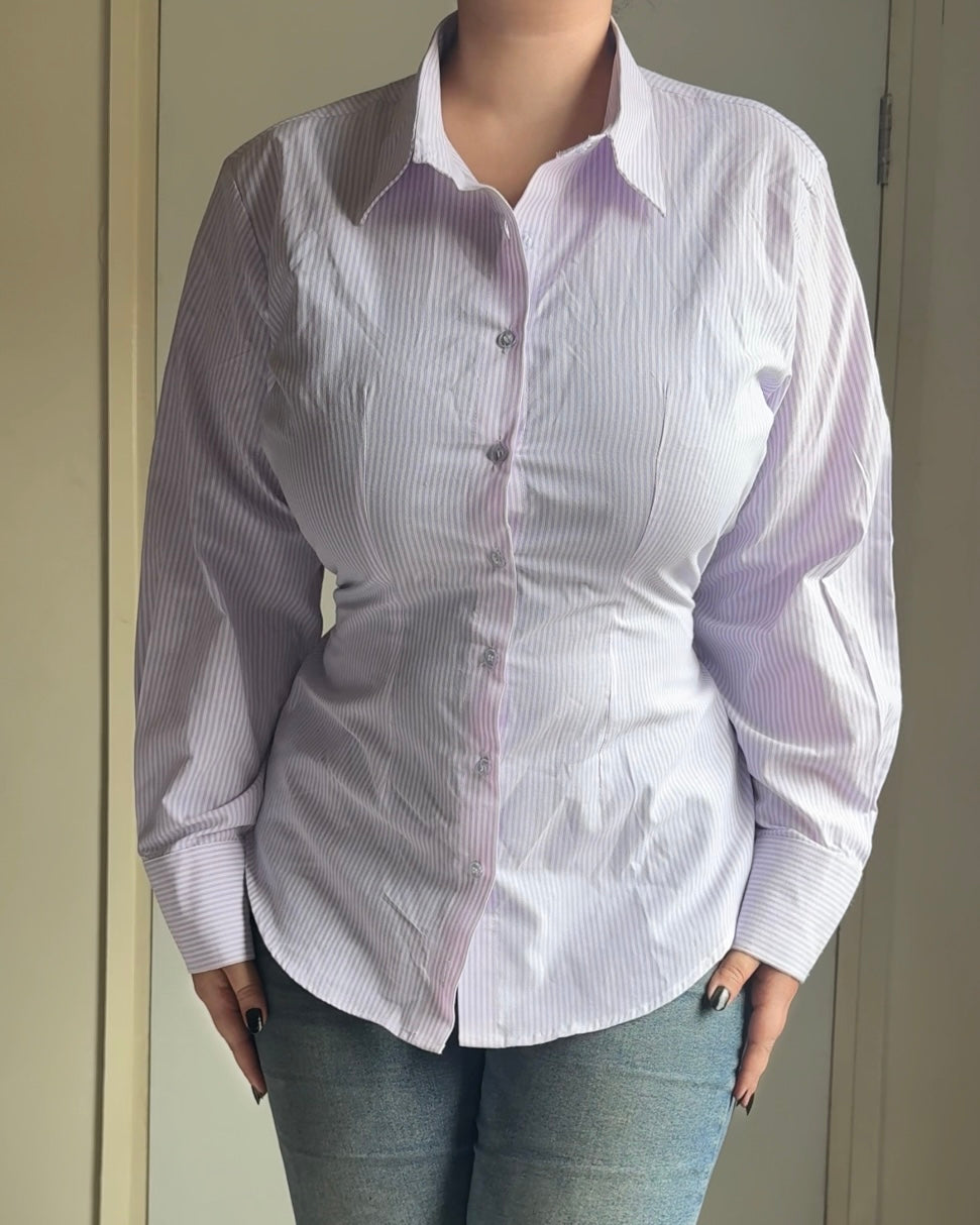 Lavender Striped Fitted Shirt