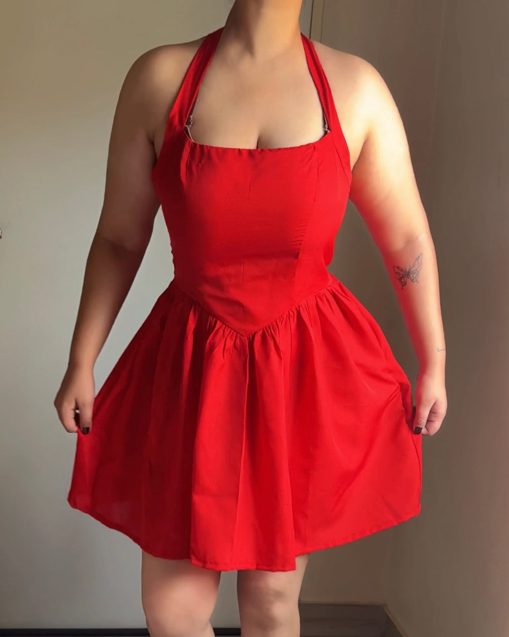 Cherry Bomb Red Halter Mini Dress