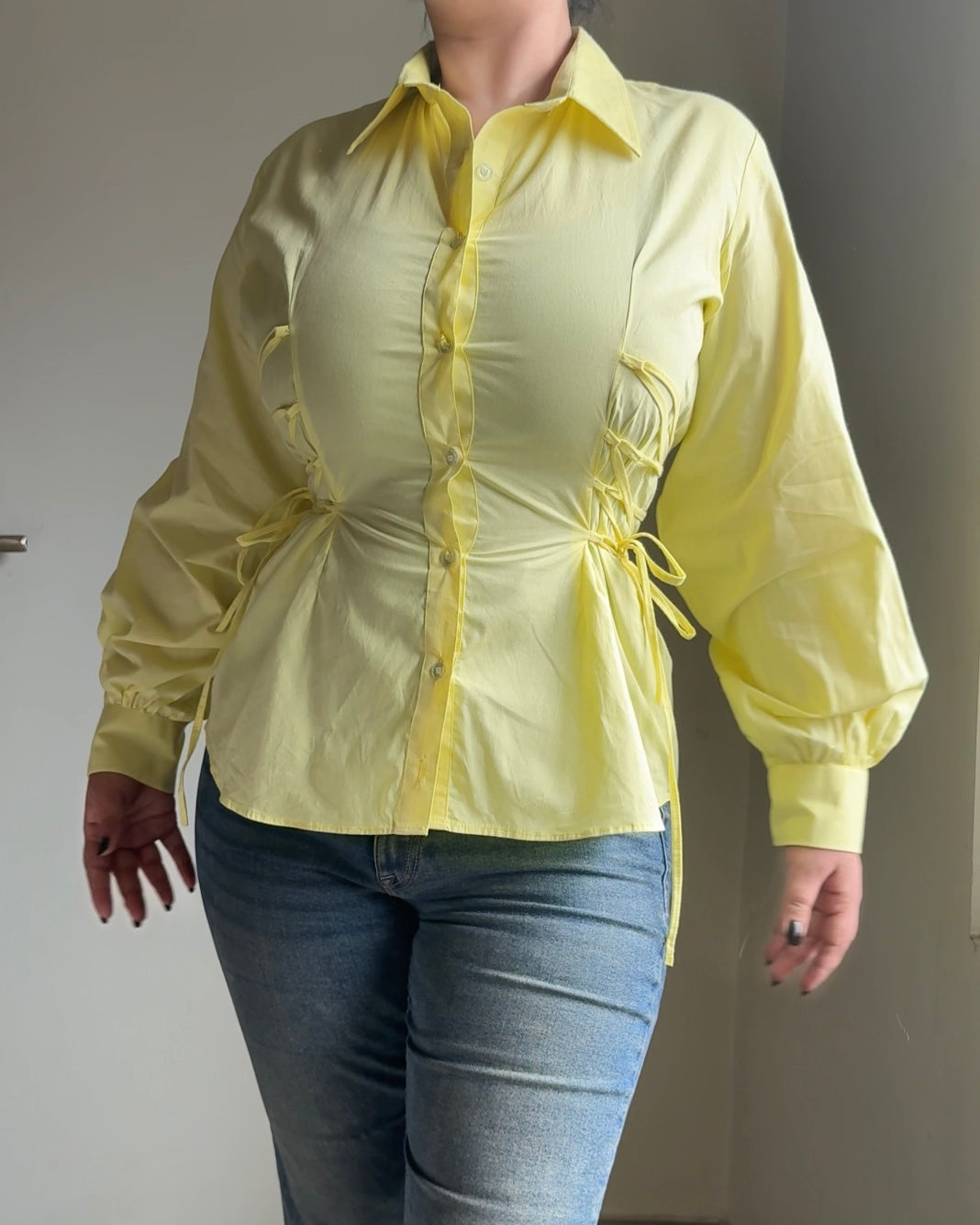 Butter Yellow Corset Shirt