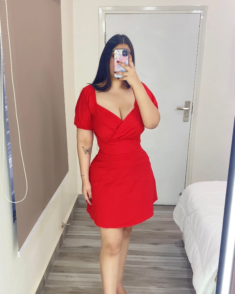 Valentia Red Rose Mini Dress