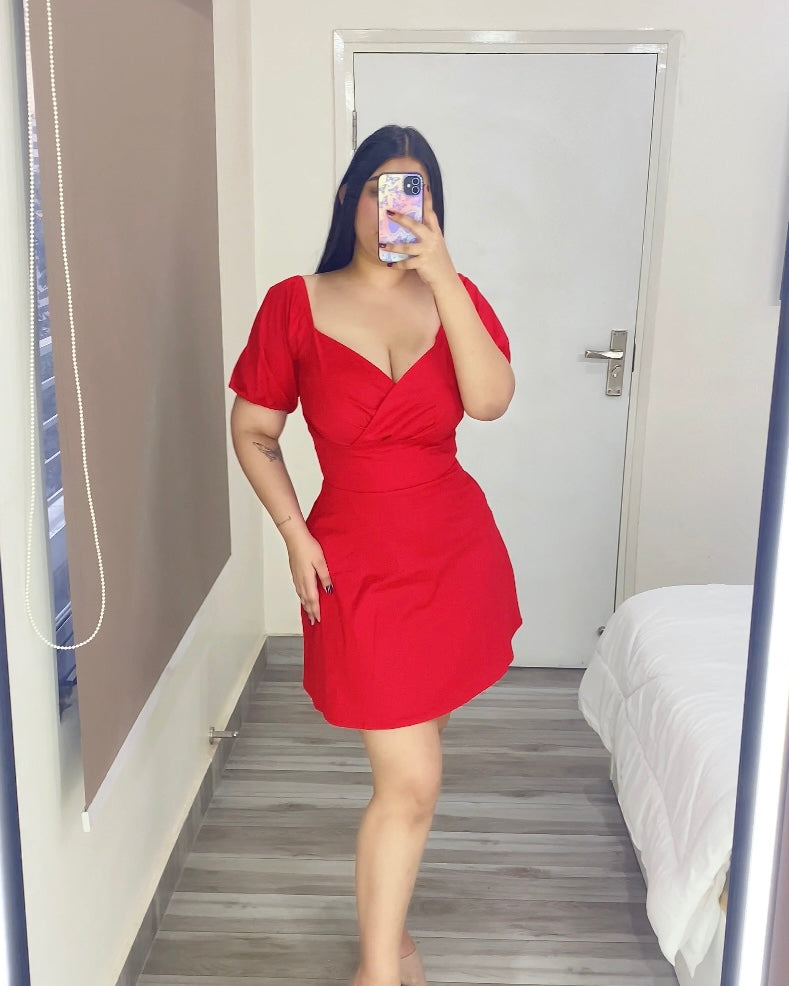 Valentia Red Rose Mini Dress