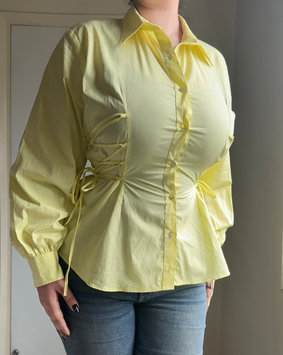 Butter Yellow Corset Shirt