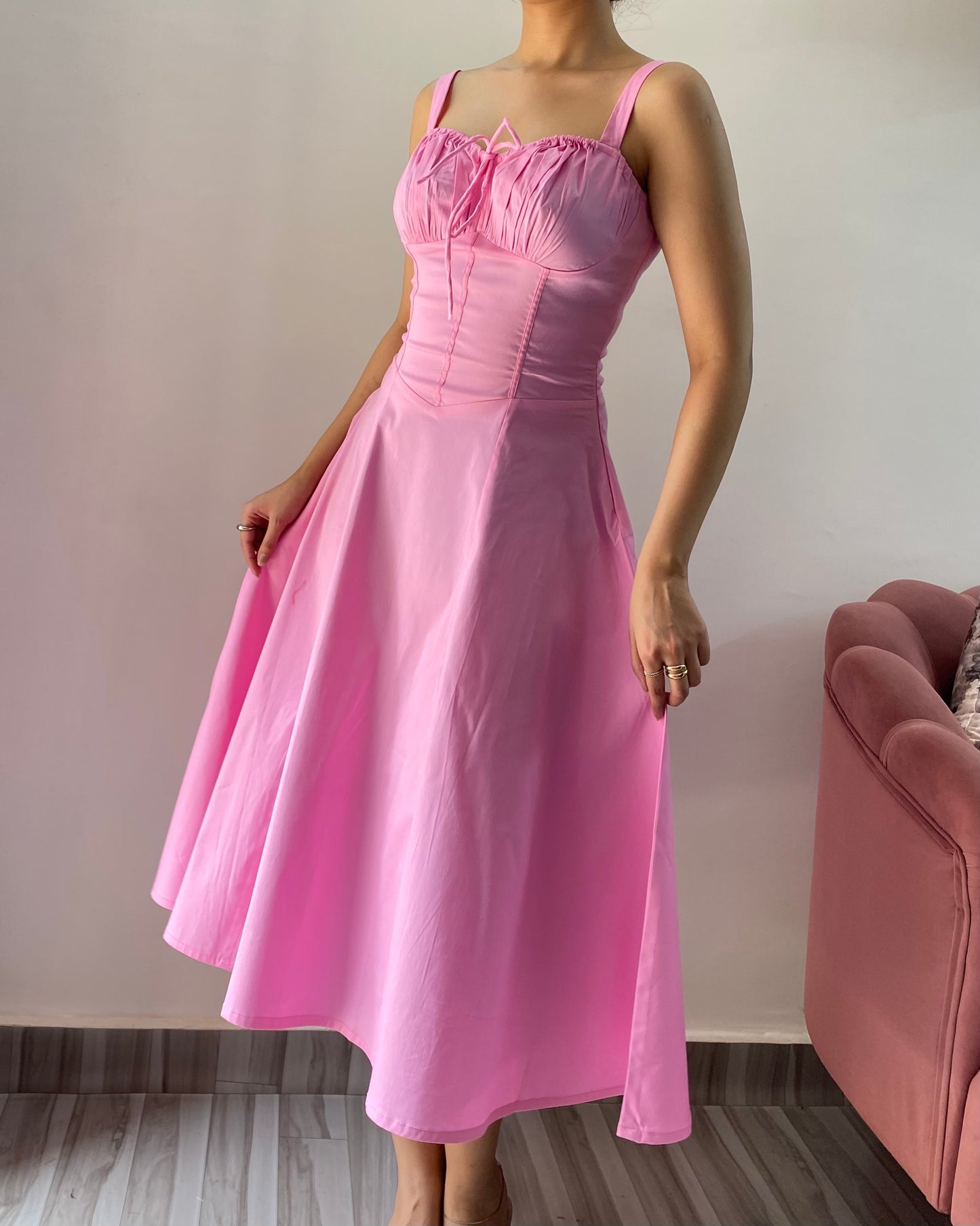 Sabrina Baby Pink Bustier Sundress