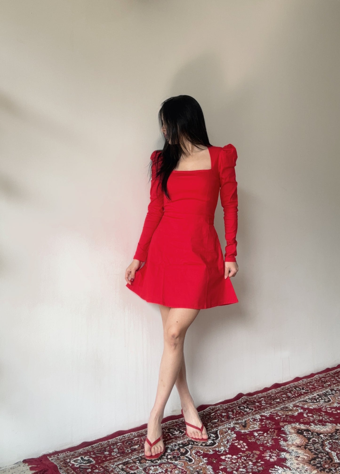 Adele Red Rose Mini Dress