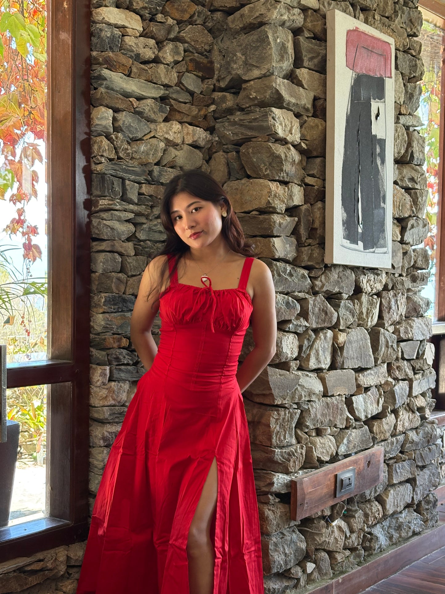 Sabrina Red Rose Bustier Sundress