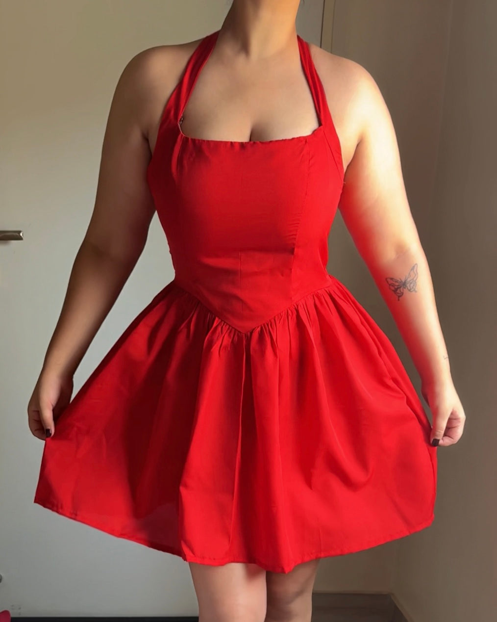 Cherry Bomb Red Halter Mini Dress