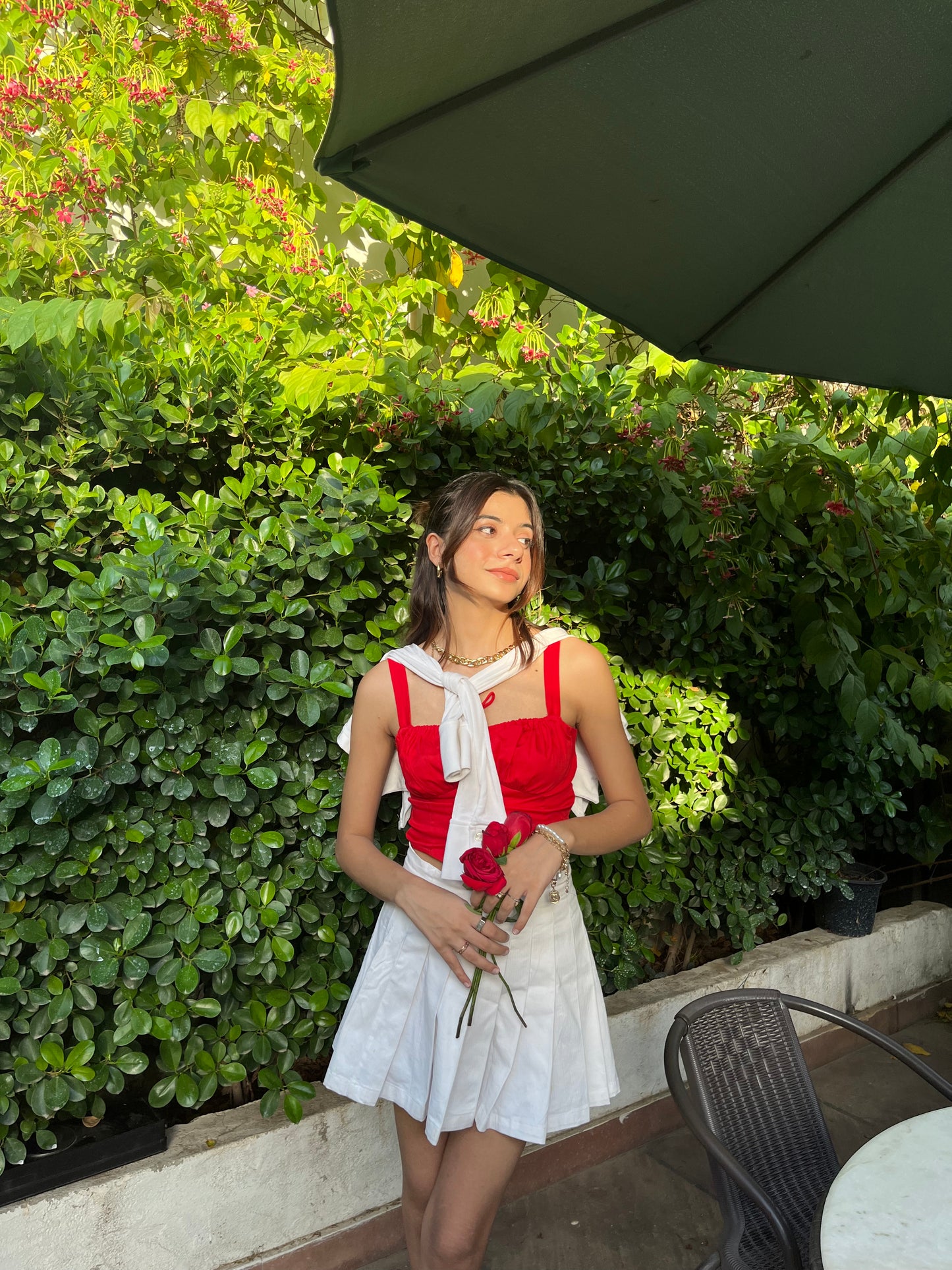 Catalina Red Rose Bustier Top