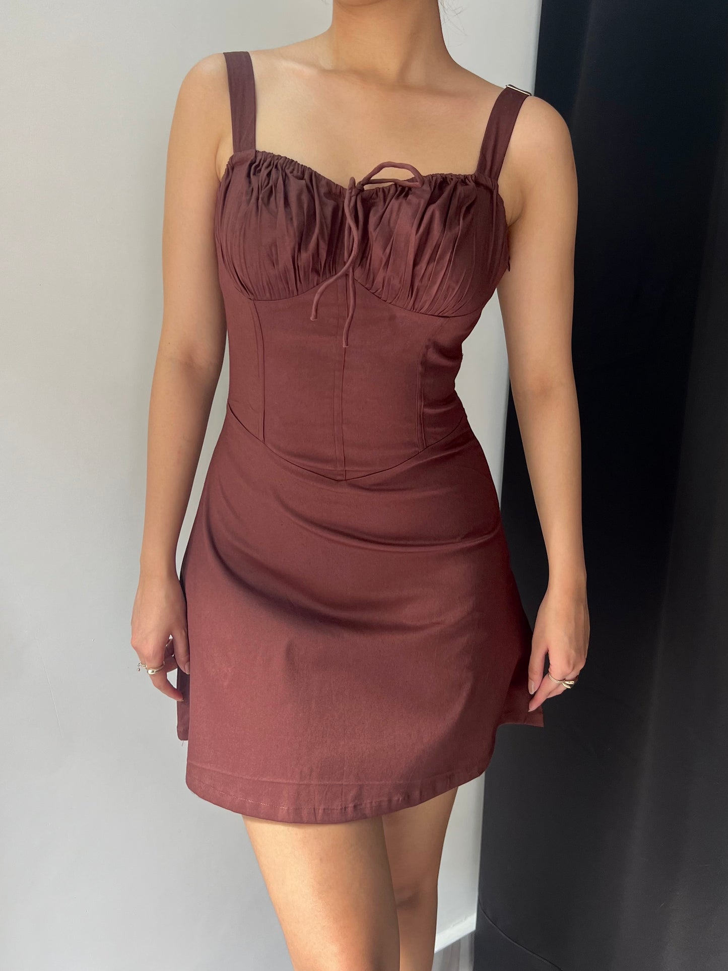 Matilda Brown Corset Mini Dress