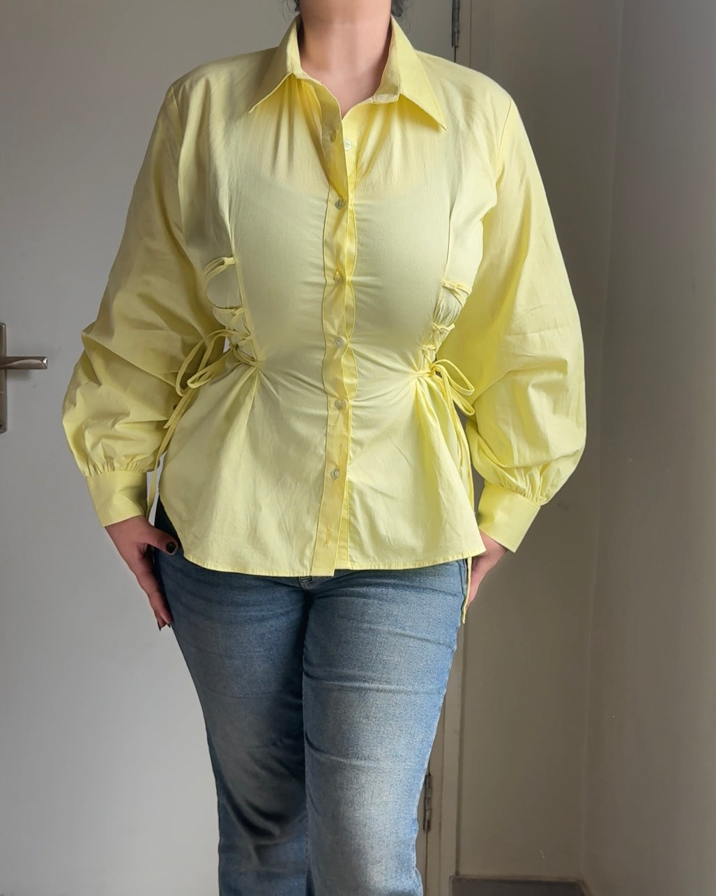Butter Yellow Corset Shirt