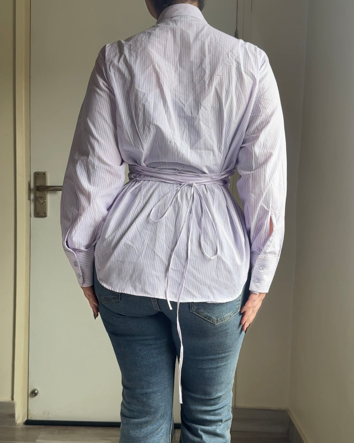 Lavender Striped Fitted Shirt