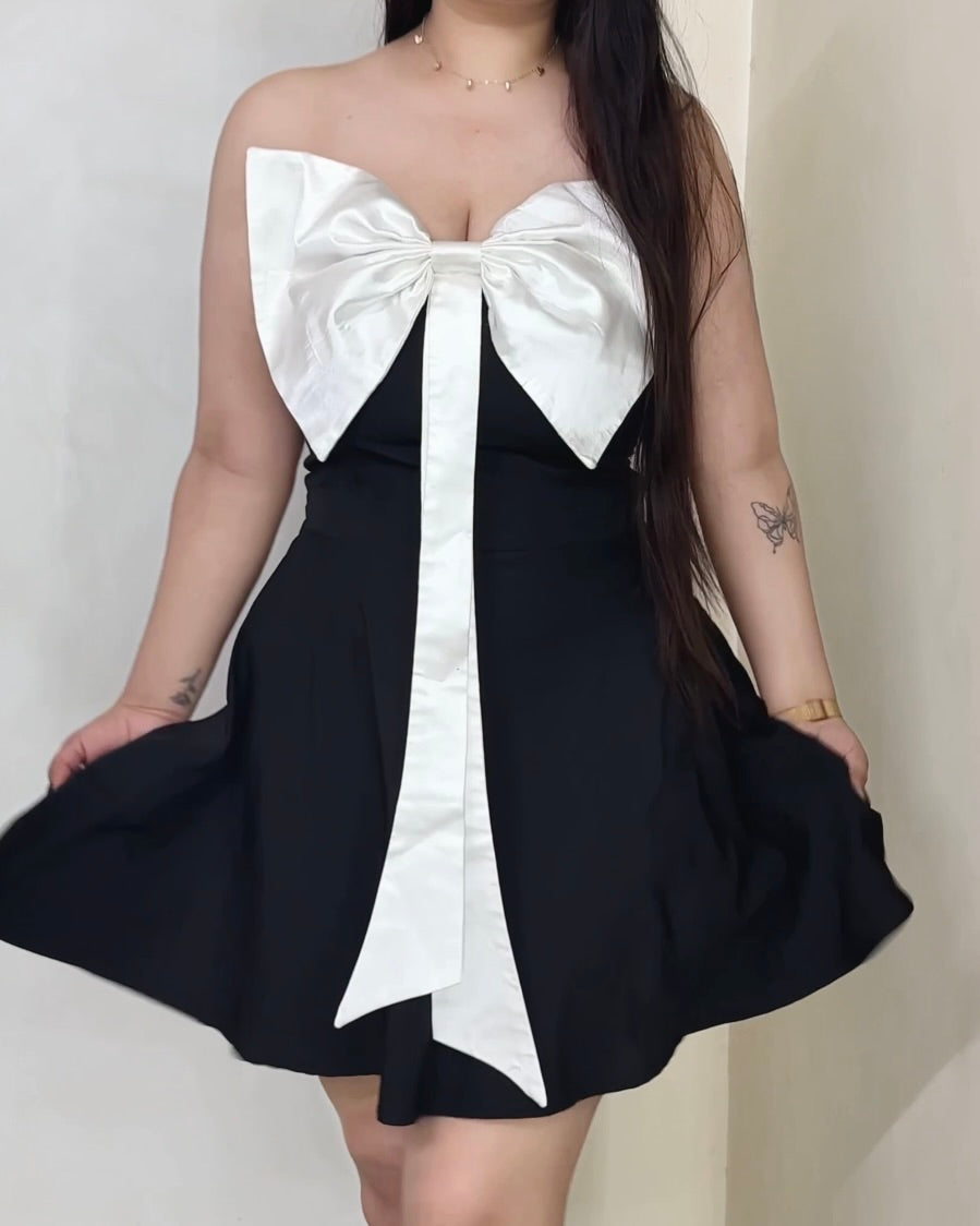 Nina White Bow Mini Dress