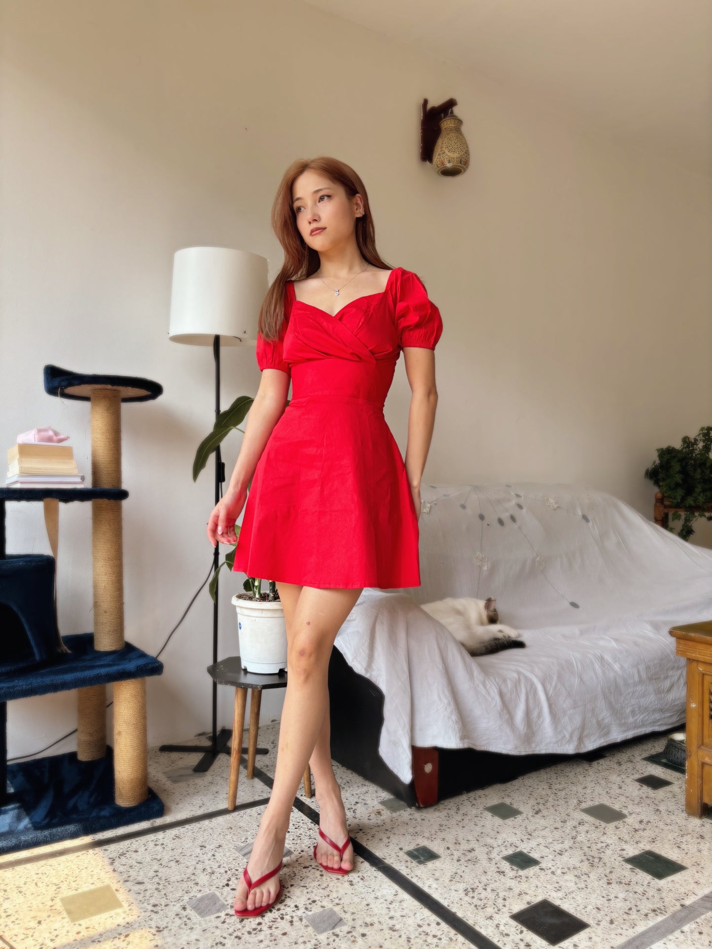 Valentia Red Rose Mini Dress