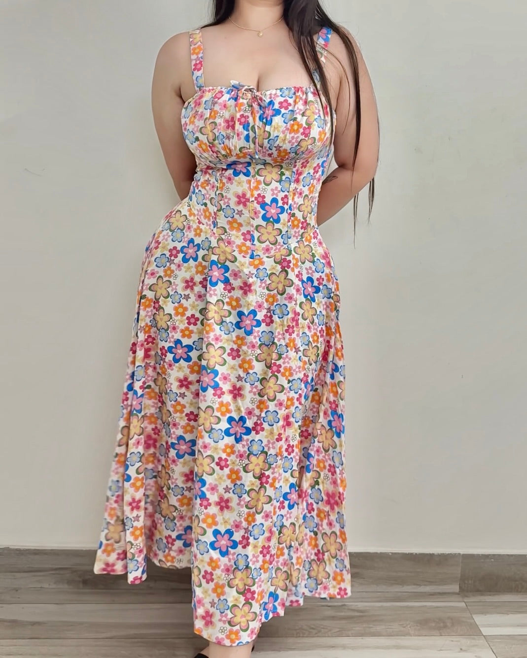 Penelope Ivory Floral Print Bustier Sundress