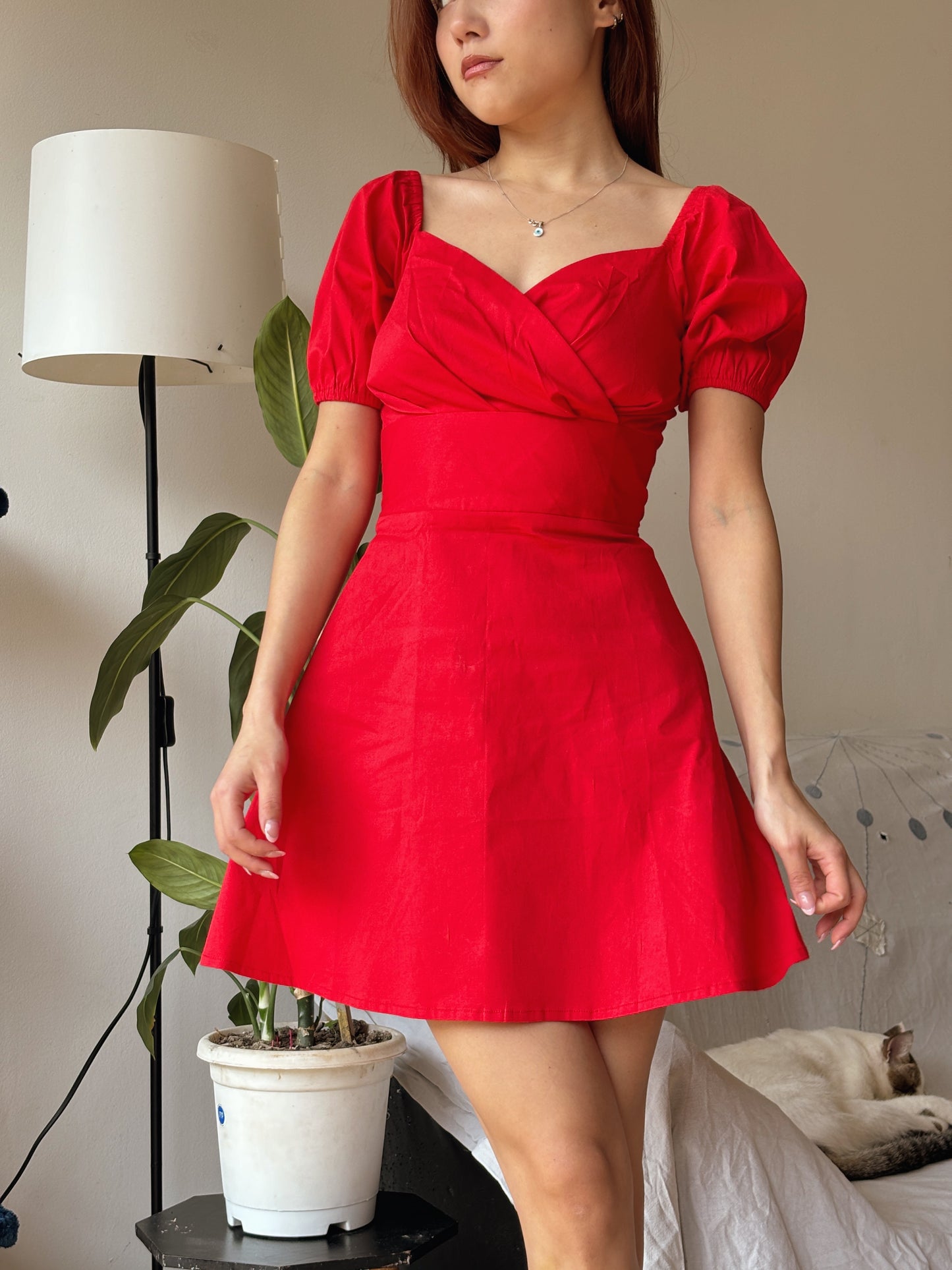 Valentia Red Rose Mini Dress