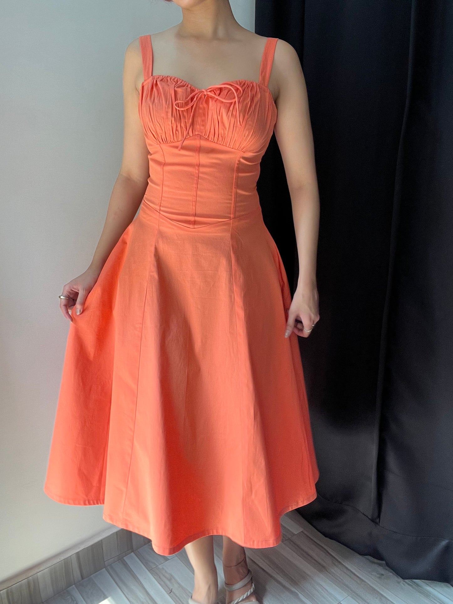 Sabrina Peach Bustier Sundress