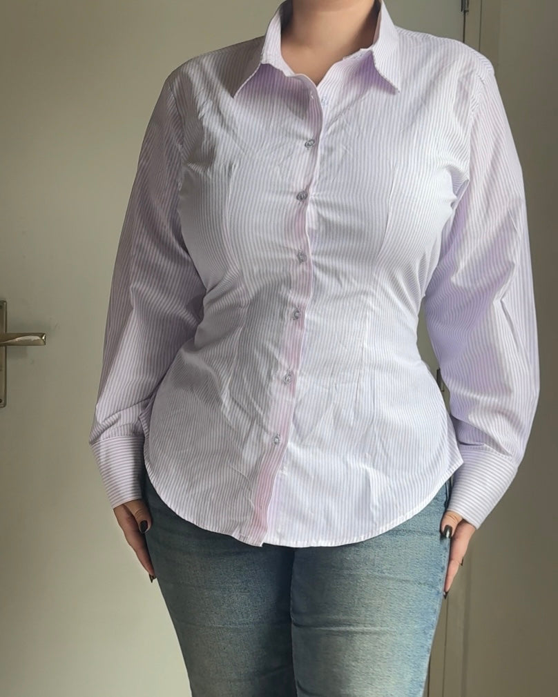Lavender Striped Fitted Shirt