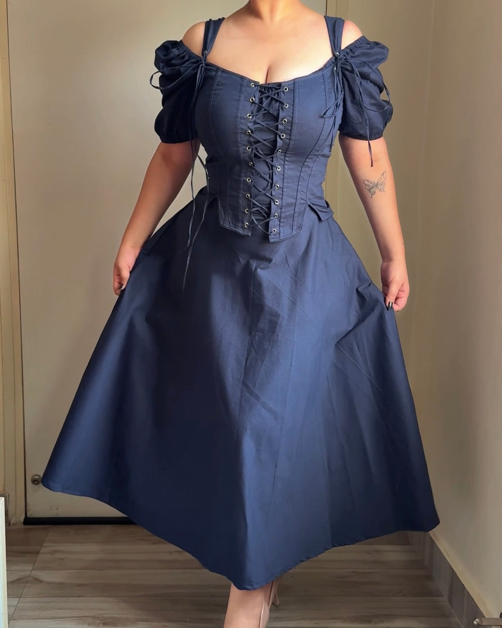 Talia French Navy Corset Dress