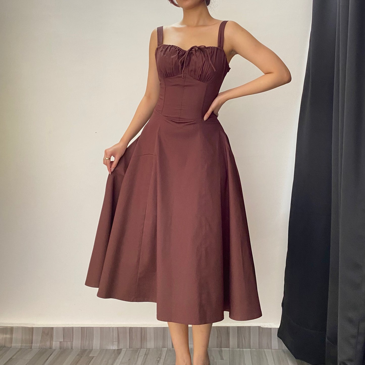 Sabrina Brown Bustier Sundress