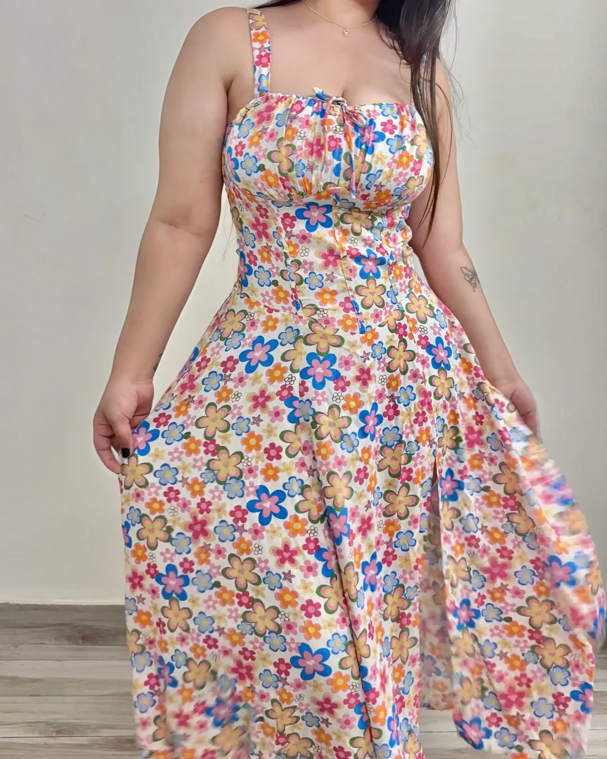 Penelope Ivory Floral Print Bustier Sundress