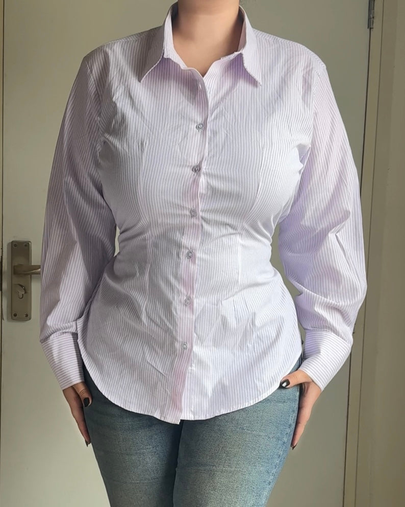 Lavender Striped Fitted Shirt