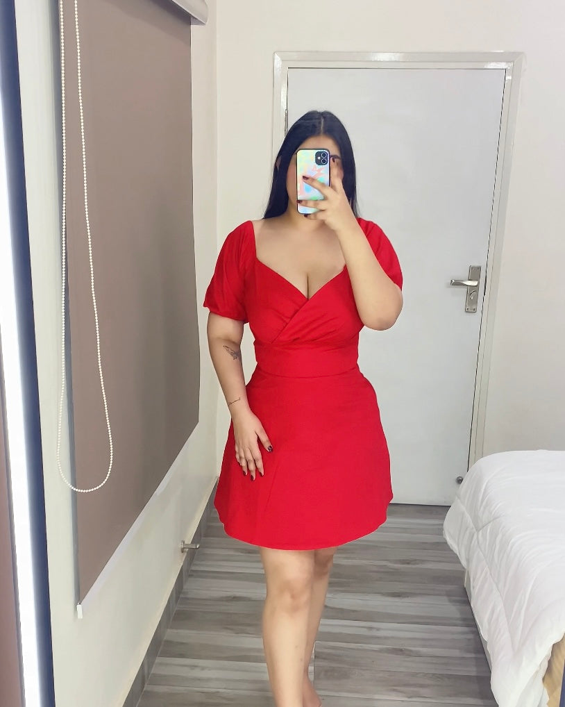 Valentia Red Rose Mini Dress