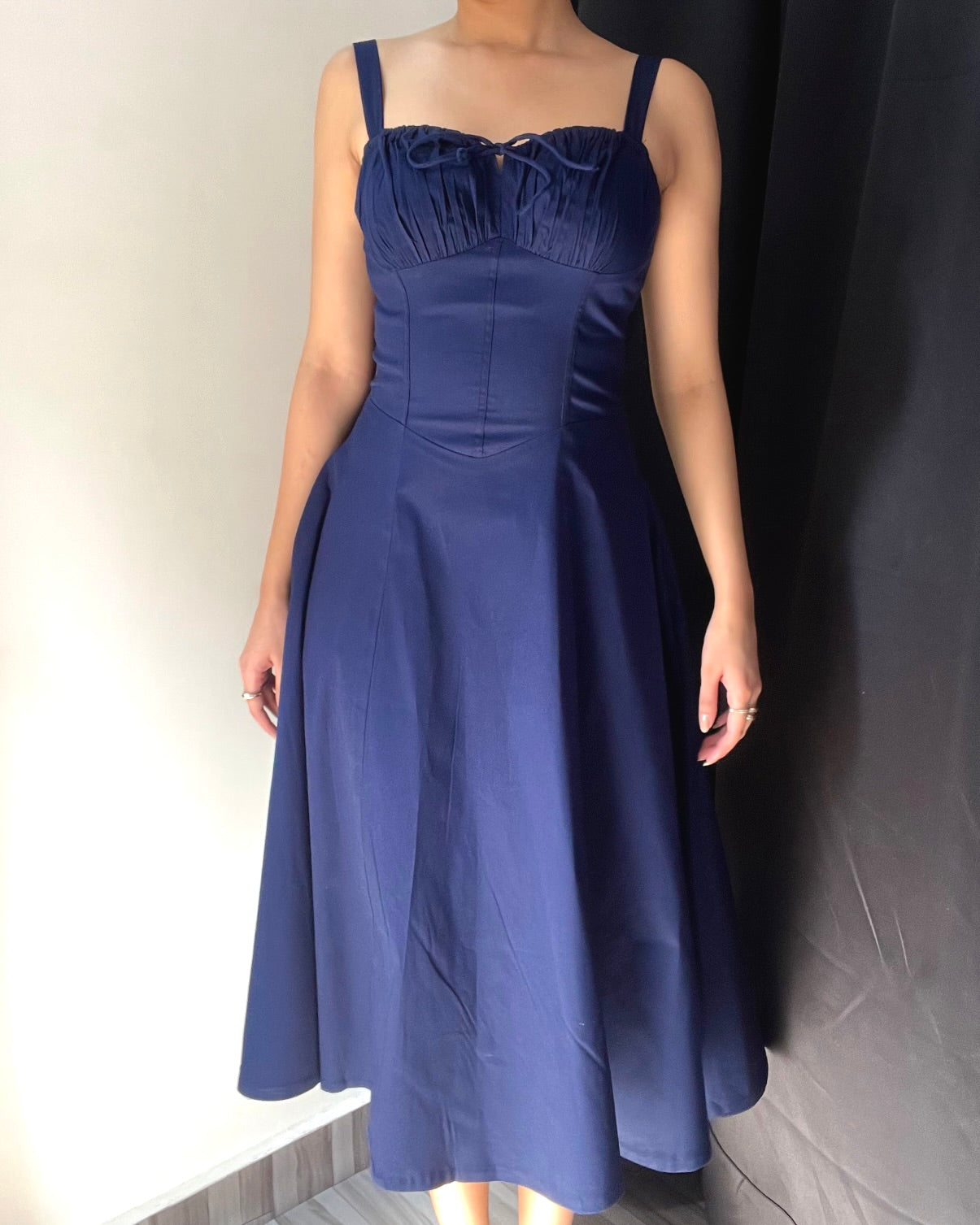 Sabrina French Navy Bustier Sundress