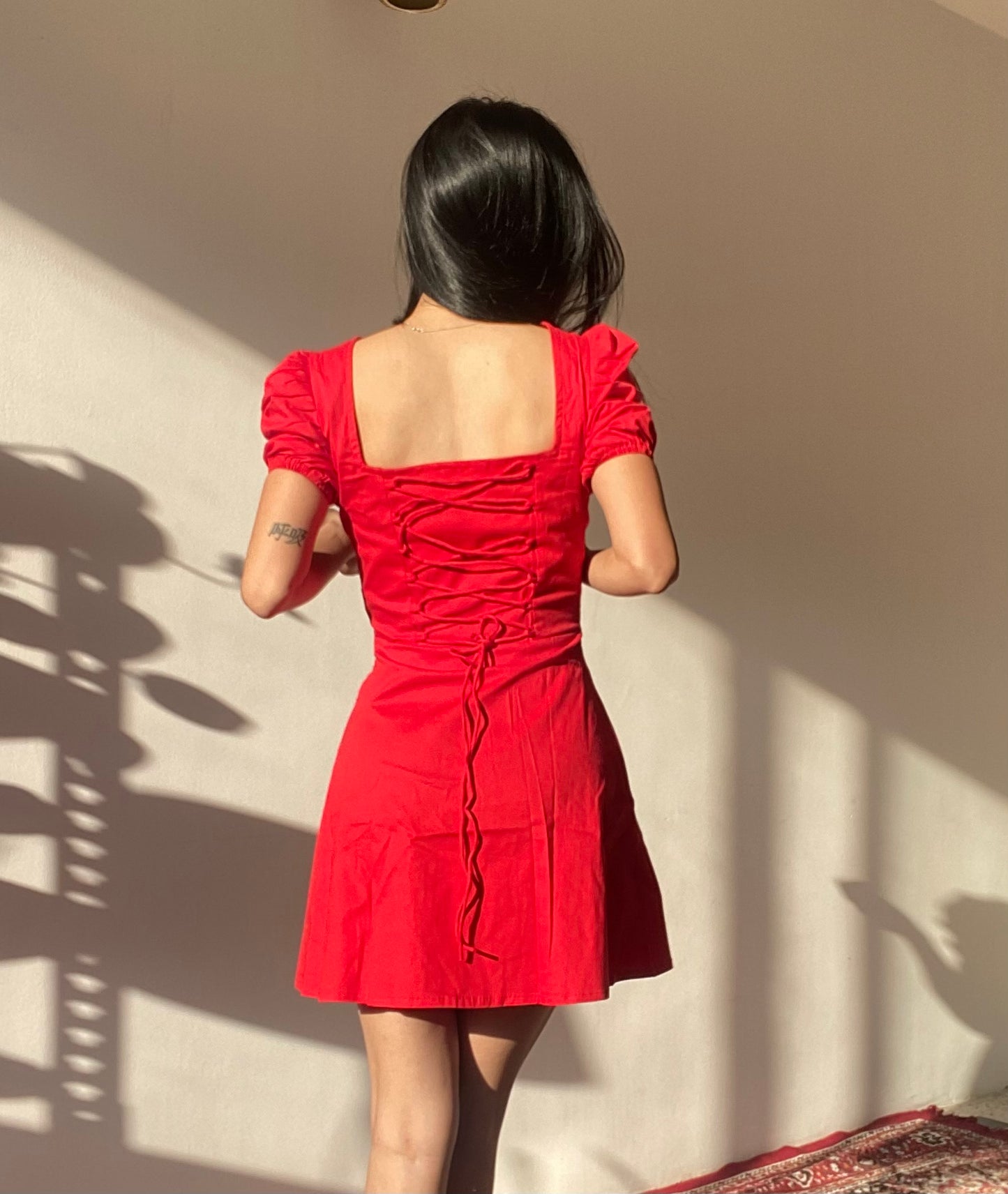 Dahlia Red Rose Corset Mini Dress