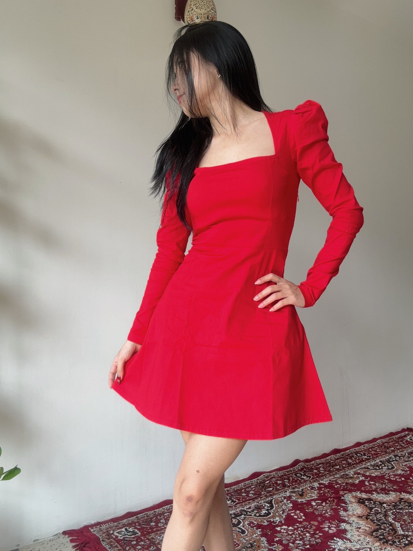 Adele Red Rose Mini Dress