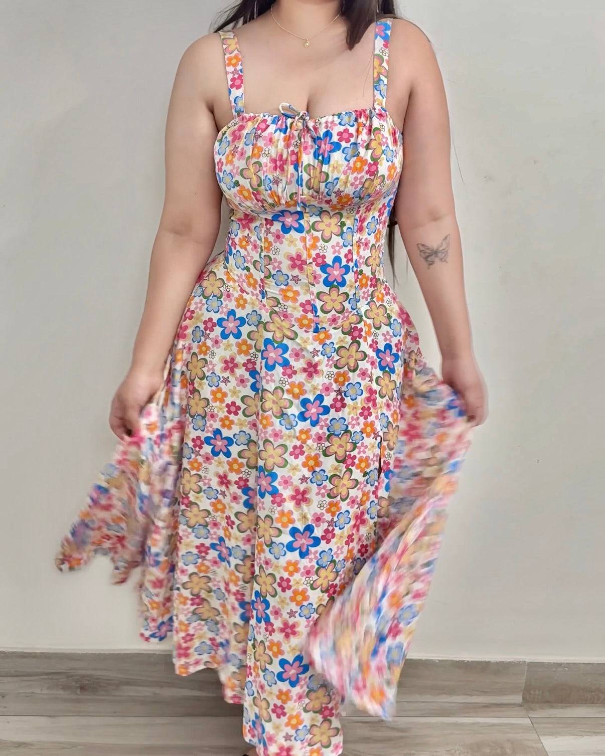 Penelope Ivory Floral Print Bustier Sundress
