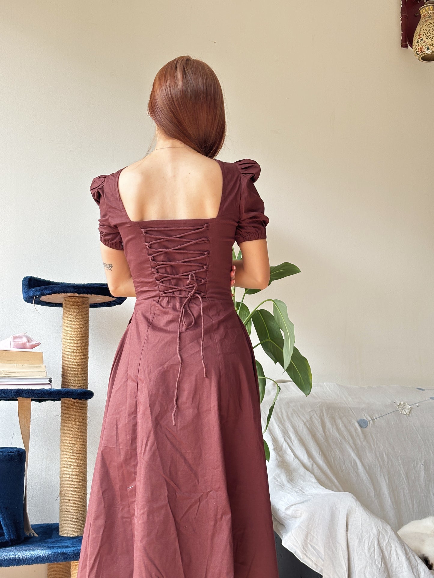 Josefina Brown Bustier Sundress