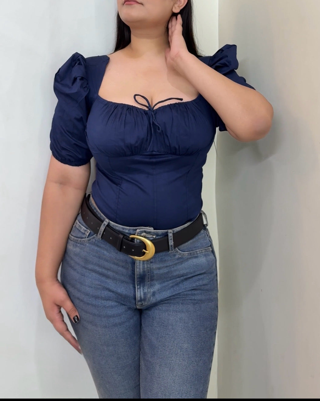 Hallie Navy Corset Bustier Top