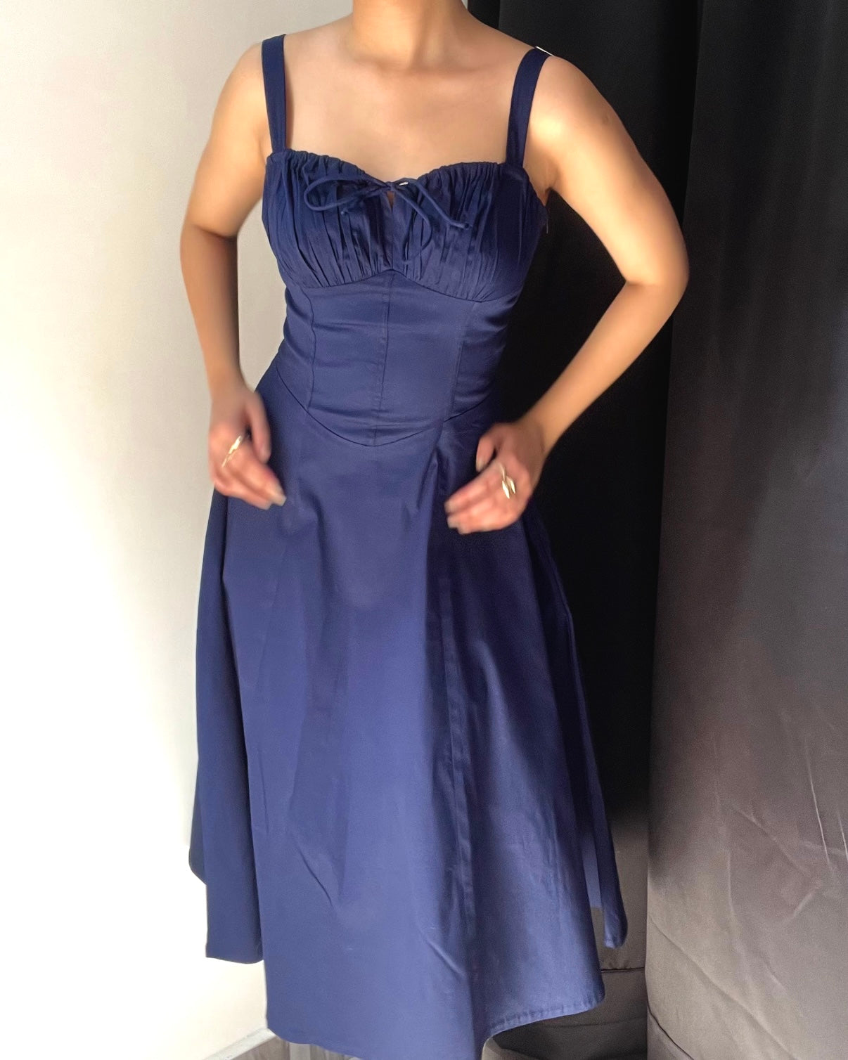 Sabrina French Navy Bustier Sundress