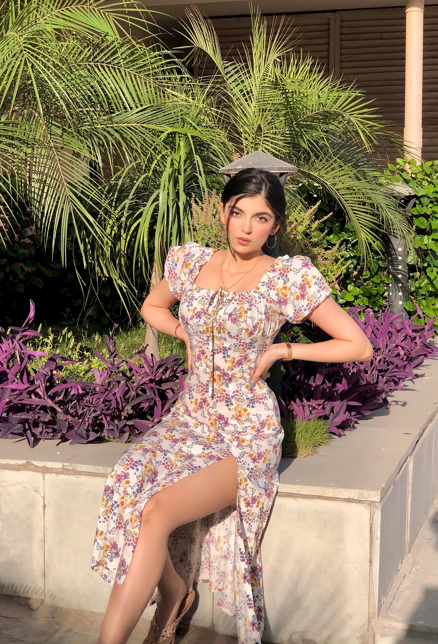 DAISY White Floral Midi Dress