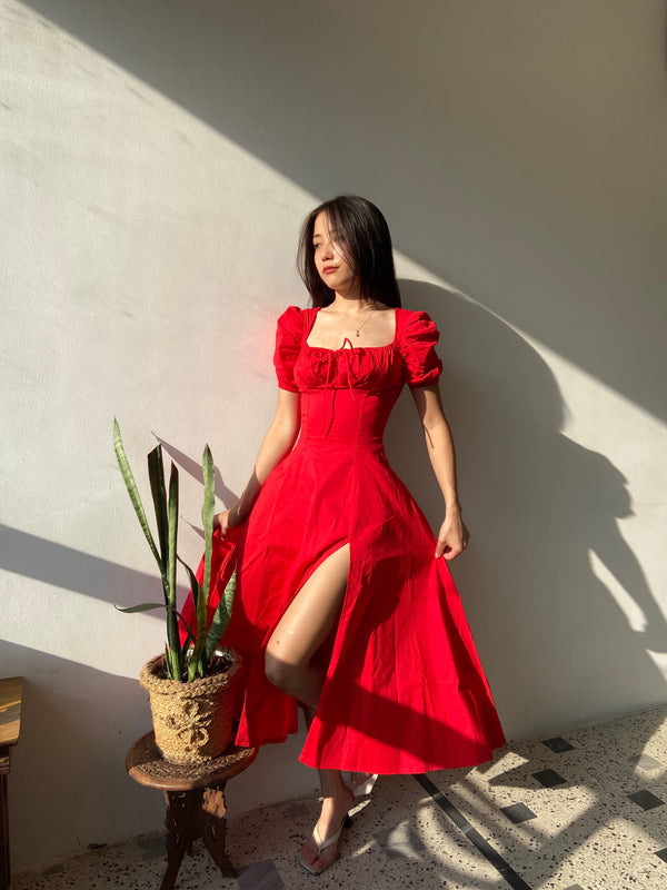 Josefina Red Rose Bustier Sundress
