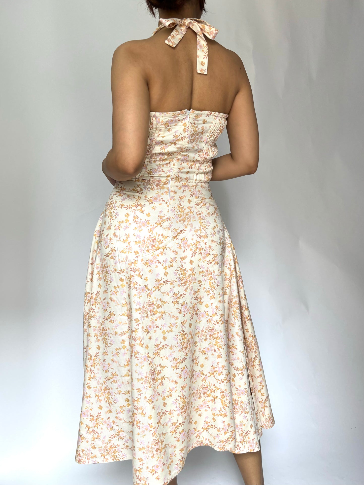 Elara Ivory Print Halter Sundress