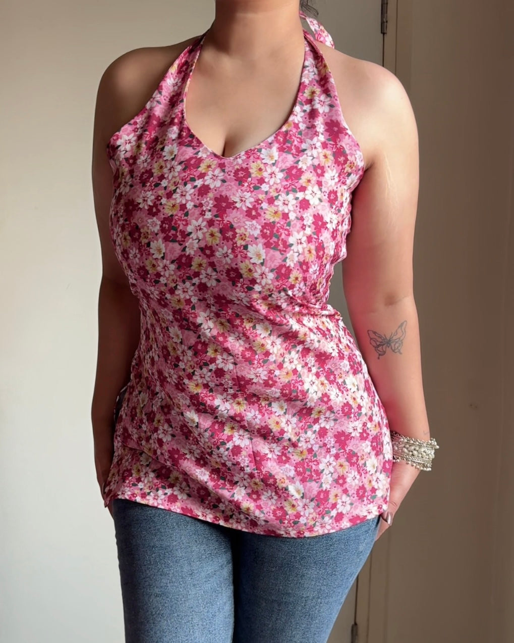 Siya Gulabi Noor Halter Kurti