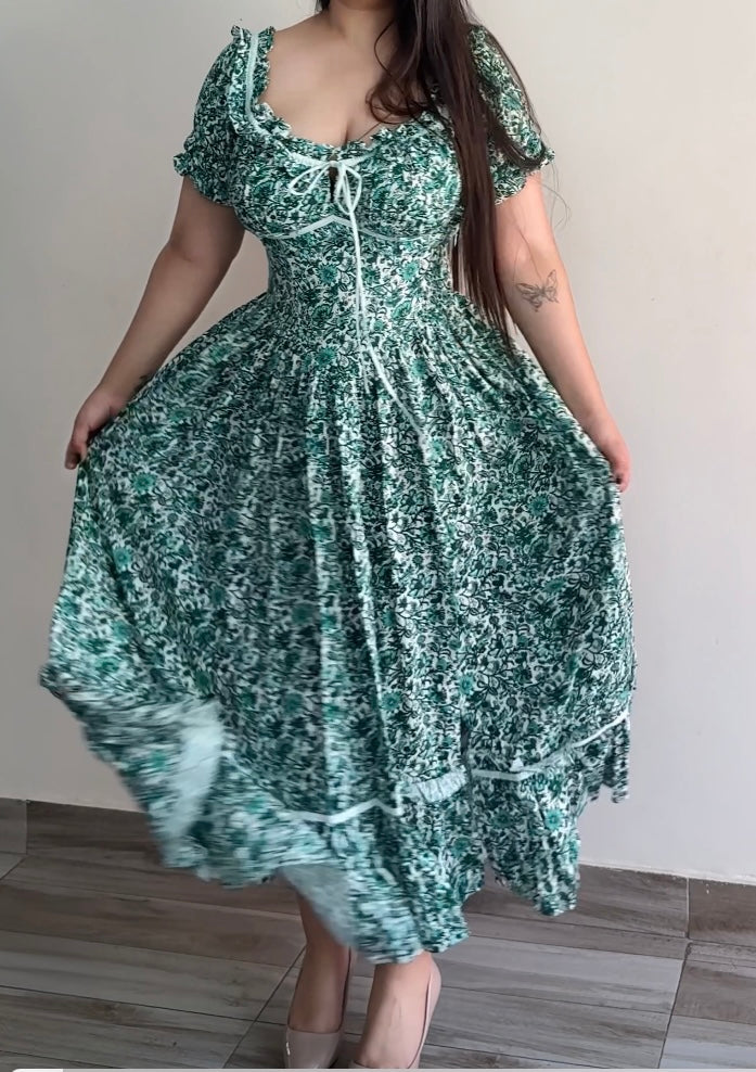 Belle Green Floral Print Sundress