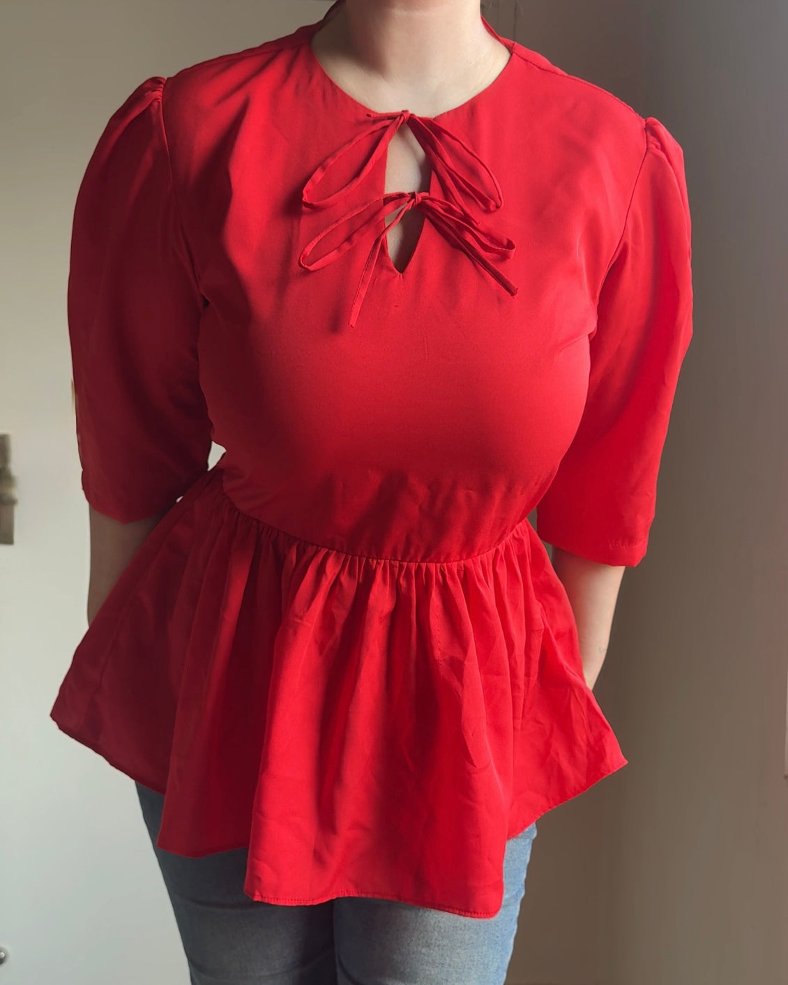 Red Romance Peplum Top