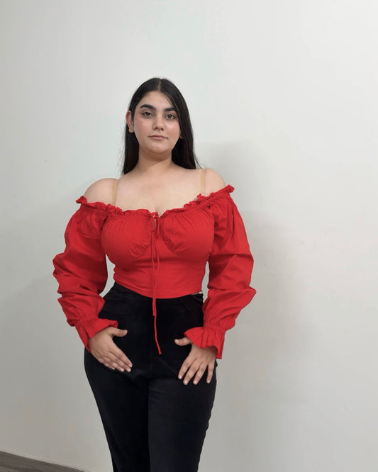 Dakota Red Rose Off The Shoulder Top