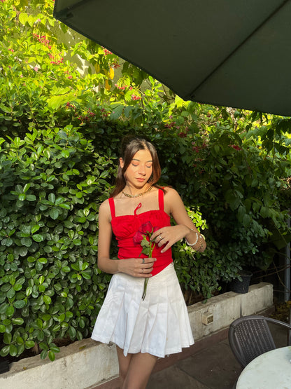 Catalina Red Rose Bustier Top