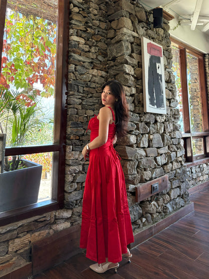 Sabrina Red Rose Bustier Sundress