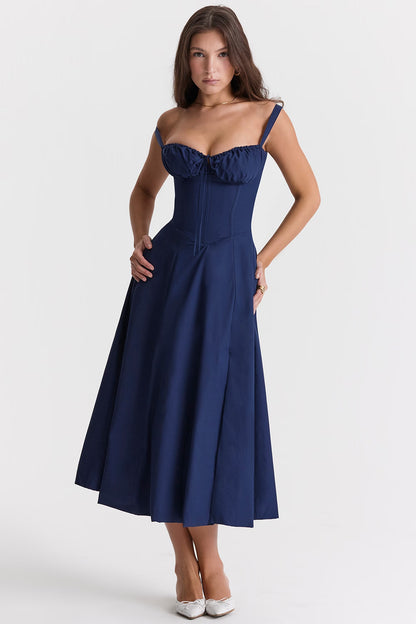 Sabrina French Navy Bustier Sundress