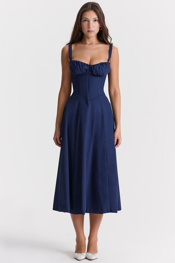 Sabrina French Navy Bustier Sundress