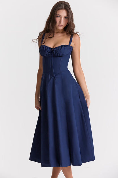 Sabrina French Navy Bustier Sundress