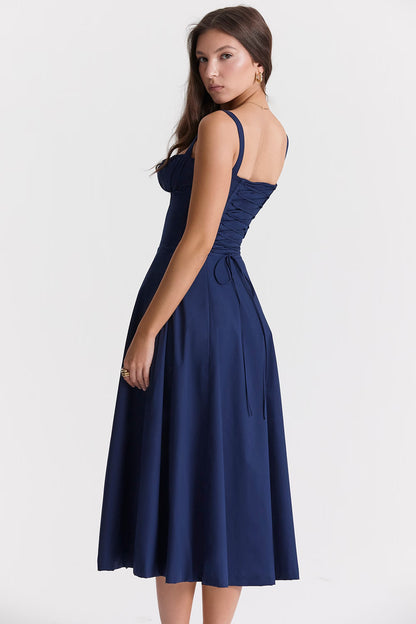 Sabrina French Navy Bustier Sundress